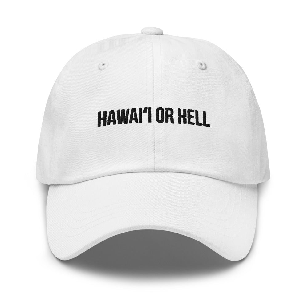 Hawaiʻi or Hell — White Cap, embroidery front large view (angle 1)