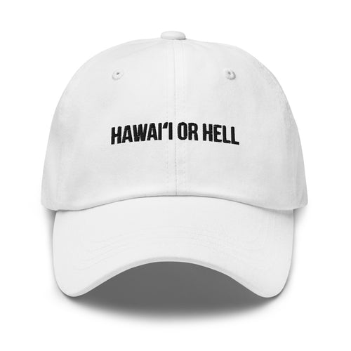 Hawaiʻi or Hell — White Cap, embroidery front large view (angle 1)